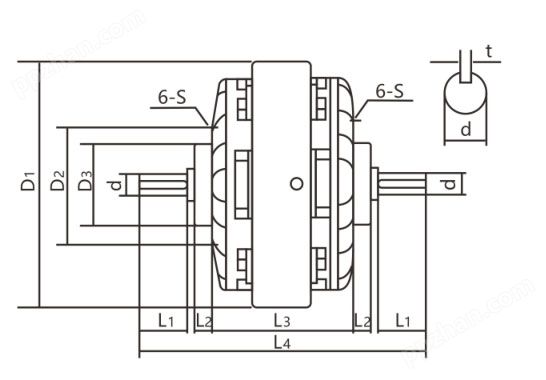 ZD-SZB双轴系列磁粉离合器机械图纸